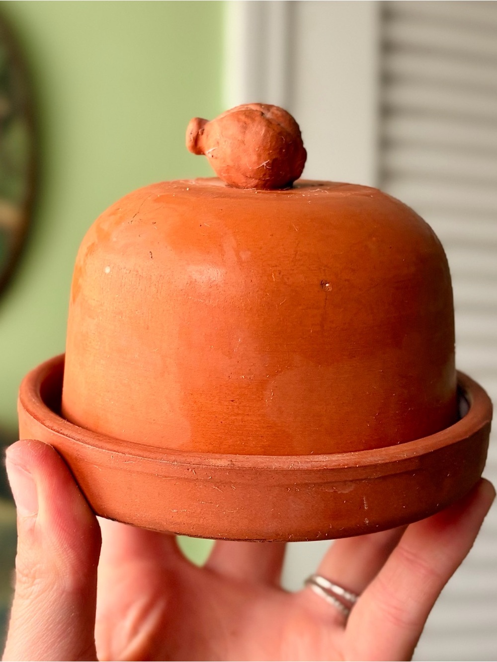 Vintage Rustic Terracotta Pottery Garlic Crock Cottagecore Kitchenware